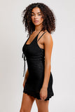 FRONT LACE UP HALTER CROCHET COVER UP