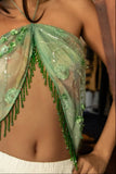 SERAYA BEADED HALTER SCARF TOP