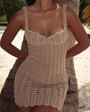 PEARL SHELL CROCHET MINI DRESS