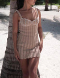 PEARL SHELL CROCHET MINI DRESS