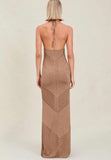 ROMA METALLIC KNIT MAXI DRESS TRUFFLE