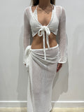 KNIT SUMMER WHITE WRAP COVER UP