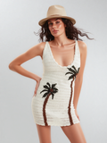 PALM TREE HALTER MINI DRESS