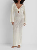 V-NECK ELEGANT FRENCH BACKLESS KNITTED BEACH MAXI