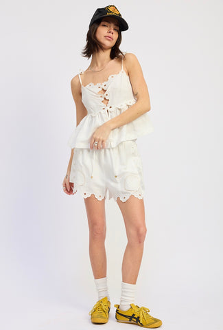 SHELLS OR HIGH WATER WHITE SHORT