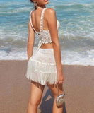 IVORY FRINGE CROCHET SET