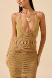 GOLDEN DUNE CROCHET FRINGE DRESS
