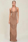 ROMA METALLIC KNIT MAXI DRESS TRUFFLE