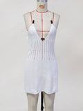 LACE-UP HALTER NECK KNIT COVER UP