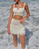 IVORY FRINGE CROCHET SET