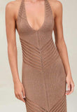 ROMA METALLIC KNIT MAXI DRESS TRUFFLE