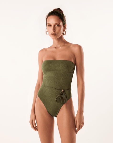 SHELY BANDEAU ONE PIECE FULL OLIVE