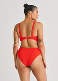 TEXTURED RETRO WAIST BOTTOM WARM RED