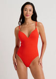 TEXTURED CAMI ONE PIECE WARM RED