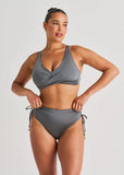 WRAP D-CUP CROP TOP CHARCOAL MIST