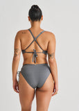 WRAP D-CUP CROP TOP CHARCOAL MIST