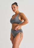 SHIRRED RETRO WAIST BOTTOM CHARCOAL MIST