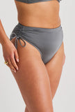 SHIRRED RETRO WAIST BOTTOM CHARCOAL MIST