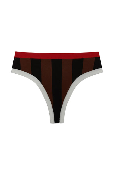 LA PLAGE BOTTOM IN BLACK/BROWN STRIPE