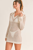 COLLARED KNIT COVER UP CREAM