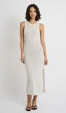 LINEN KNIT SOOP BACK MAXI DRESS