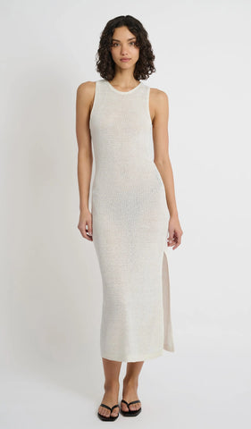 LINEN KNIT SOOP BACK MAXI DRESS