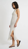 LINEN KNIT SOOP BACK MAXI DRESS