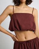 AIR LINEN BUBBLE CROP TOP