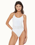 WHITE SAND BEADED BRYNN ONE PIECE