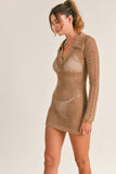 COLLARED KNIT COVER UP MOCHA