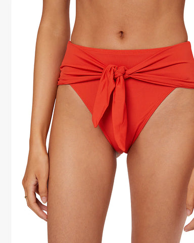 HIGH RISE TIE-FRONT BOTTOM FIERY RED