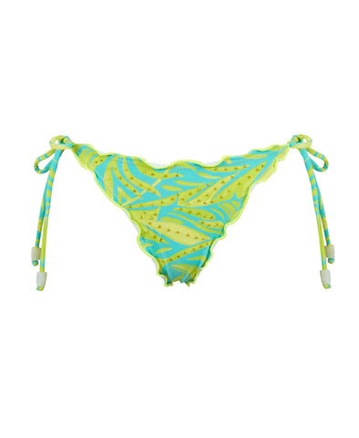 NEON PALMS EMBROIDERED LETTUCE EDGE TIE BOTTOM