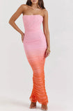 SUNSET OMBRÉ MESH TUBE MAXI DRESS