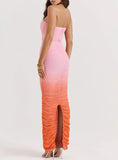 SUNSET OMBRÉ MESH TUBE MAXI DRESS