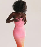 SUNSET OMBRÉ MESH TUBE MAXI DRESS