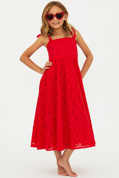 LITTLE CHARLOTTE DRESS CHERRY EYELET