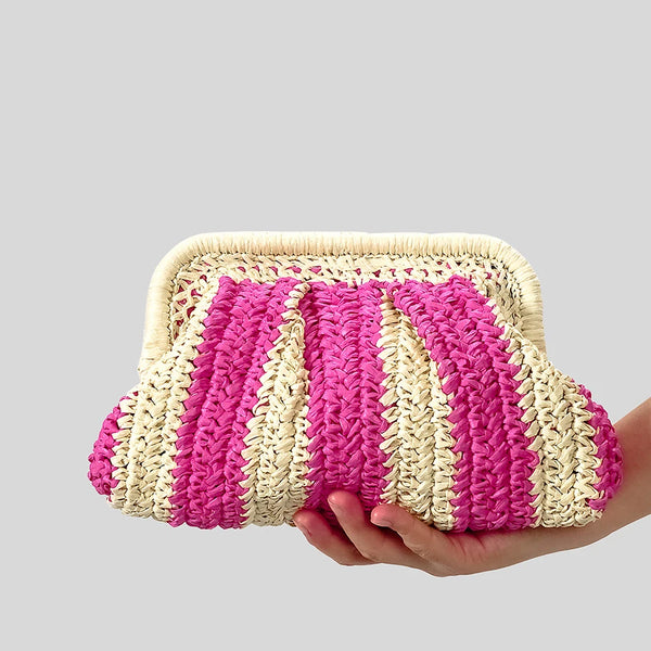 PINK STRAW CLUTCH