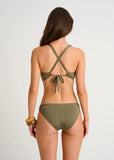 CLASSIC BIKINI BOTTOM WITH SHIRRED SIDE DUSTY OLIVE