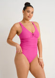 TEXTURED ONE PIECE WITH RING PEONY PINK