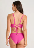 TEXTURED CLASSIC BIKINI BOTTOM WITH SIDE TIES PEONY PINK