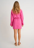 COTTON COVER-UP WRAP DRESS BRIGHT FUSHIA