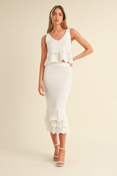 CROCHET RUFFLED MIDI SKIRT SET