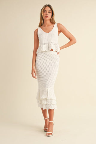 CROCHET RUFFLED MIDI SKIRT SET