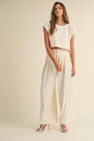 CROP TOP AND PLEATED PANTS SET