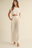 CROP TOP AND PLEATED PANTS SET