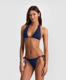 NAVY MACRAME HALTER TOP