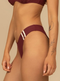 MAROON SPORTY LULU (ZIG-ZAG STITCH)  BIKINI BOTTOM