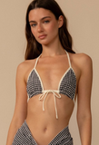 BLACK & WHITE MICRO GINGHAM BINDED EMMA BIKINI TOP