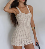 PEARL SHELL CROCHET MINI DRESS