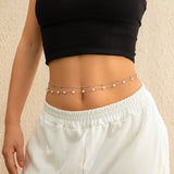 Sexy Pearl Double Layers Waist Chain Silver
